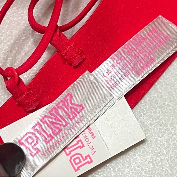 Pink Victoria’s Secret NWT Hot Pink Lace Strappy Red Bralette Women’s Small - Picture 8 of 8